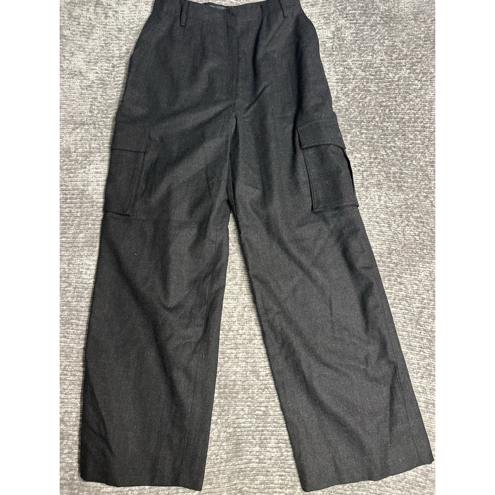 Lauren Ralph Lauren Wool Wide Leg Cargo Pants Womens 12 Black Made USA Trousers